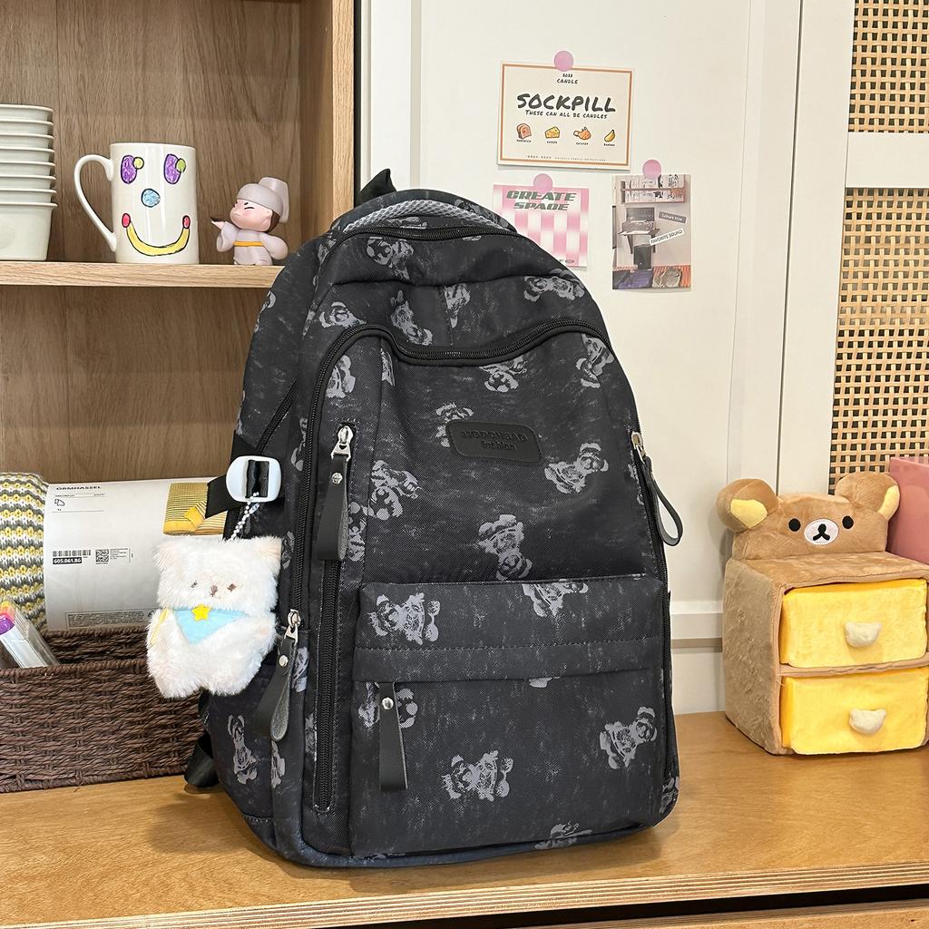 Schoolbag new large-capacity bear backpack middle school student schoolbag women's ins high-value fashion casual lightweight backpack