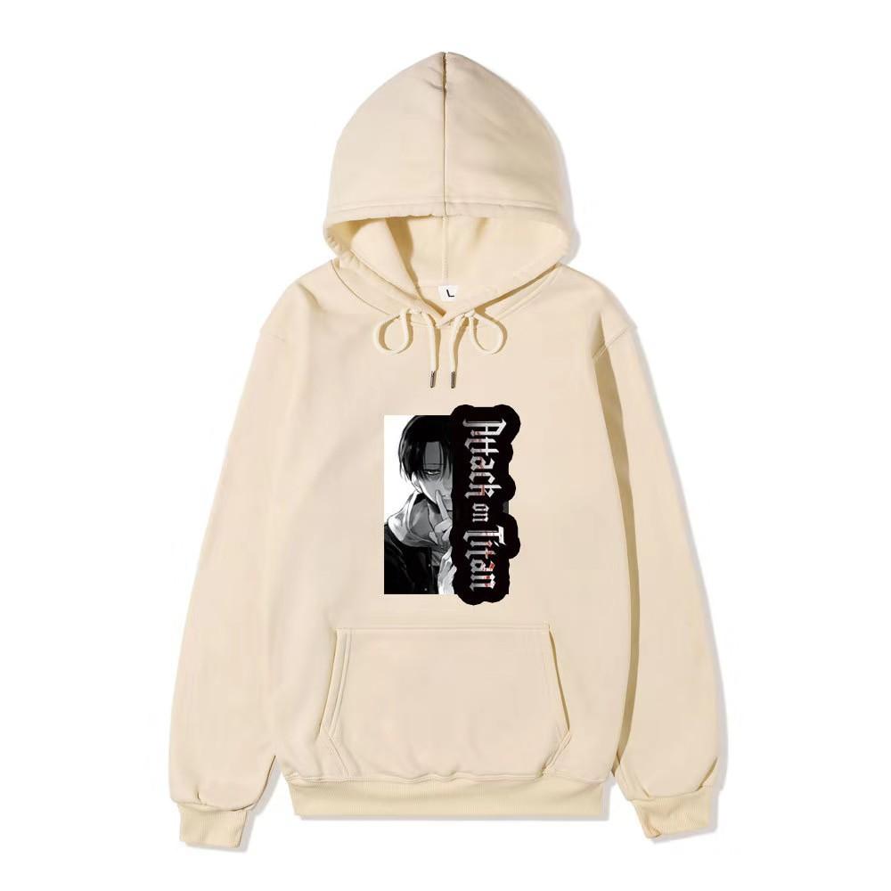 Attack on Titan Levi Ackerman Manga Hoodie Unisex Fleece Sweatshirt Gothic Vertical Logo Front Print No Sleeve Autumn Winter Pullover