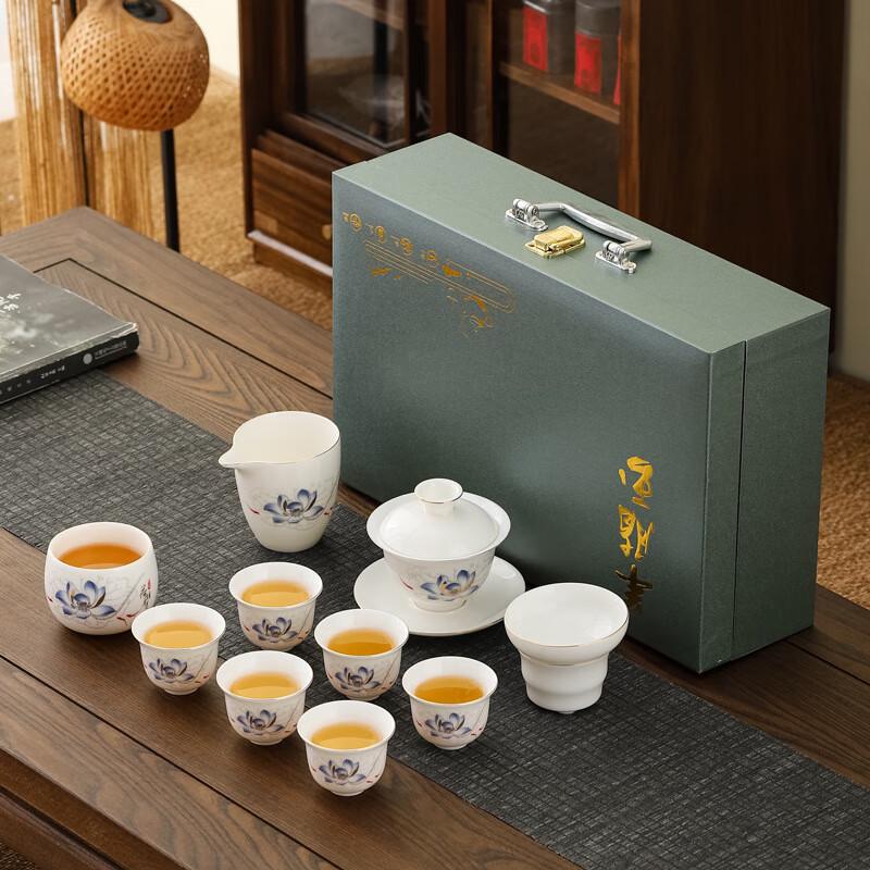 Dehua Sheep Fat Jade White Porcelain Kung Fu Tea Set
