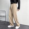 Button Zipper Fly Pockets Loose Korean Style Suit Pants Spring Autumn Mid-Waist Straight Wide Leg Casual Trousers
