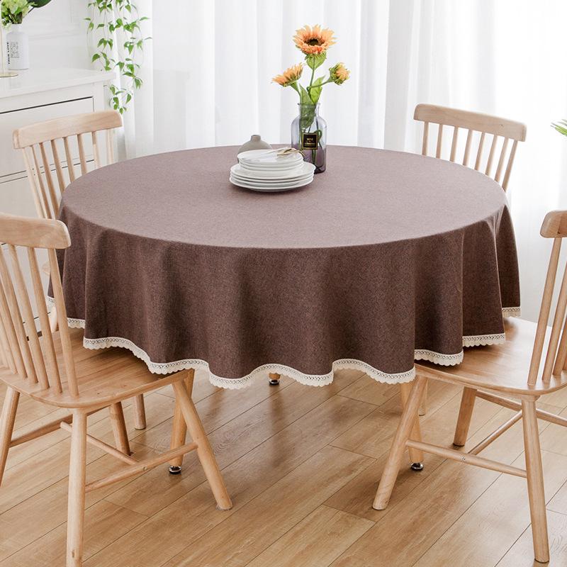 Round Waterproof & Oil-Proof Tablecloth - Solid Color, Premium Quality, Wash-Free Dining Table Cover