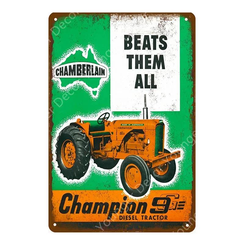 Vintage Farm Tractor Metal Signage Tin Signage Metal Vintage Farmhouse Courtyard Wall Art Decoration Mural Aesthetics Gift