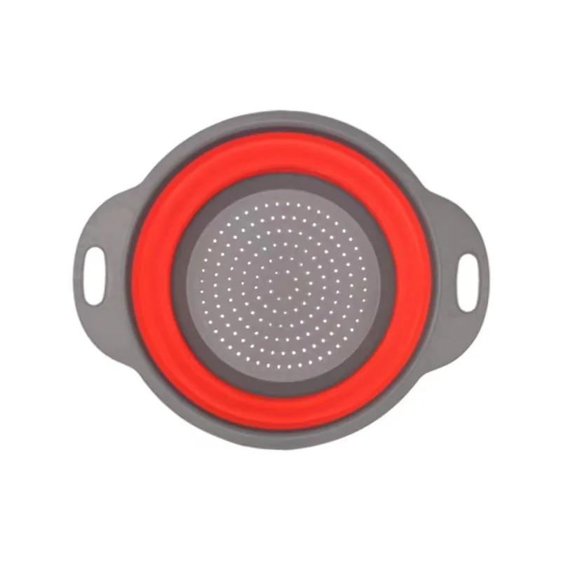 

Складная силиконовая корзина для слива, корзина для мытья фруктов и овощей с ручками, складной дуршлаг, силиконовая корзина для слива, кухонный инструмент S красный