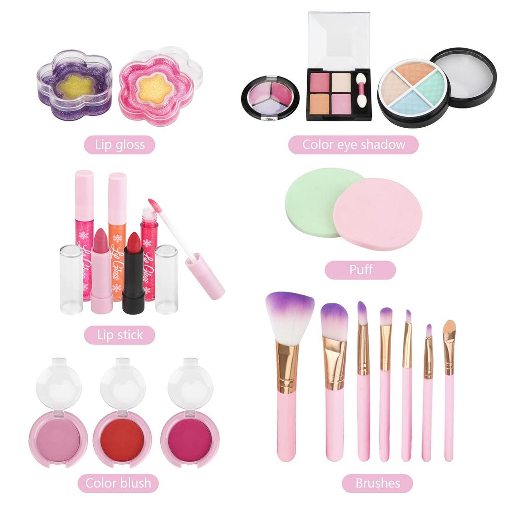 AstarX 23-Piece Makeup Toy Set for Kids, Realistic Washable Cosmetics, Safe and Non-Toxic, Beauty Set for Parties, Games, Halloween, Christmas, and