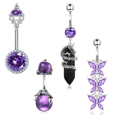 Piercing per ombelico a forma di cuore e farfalla, per donne e ragazze, squisito piercing per ombelico in acciaio inossidabile con zircone, regalo per gioielli.