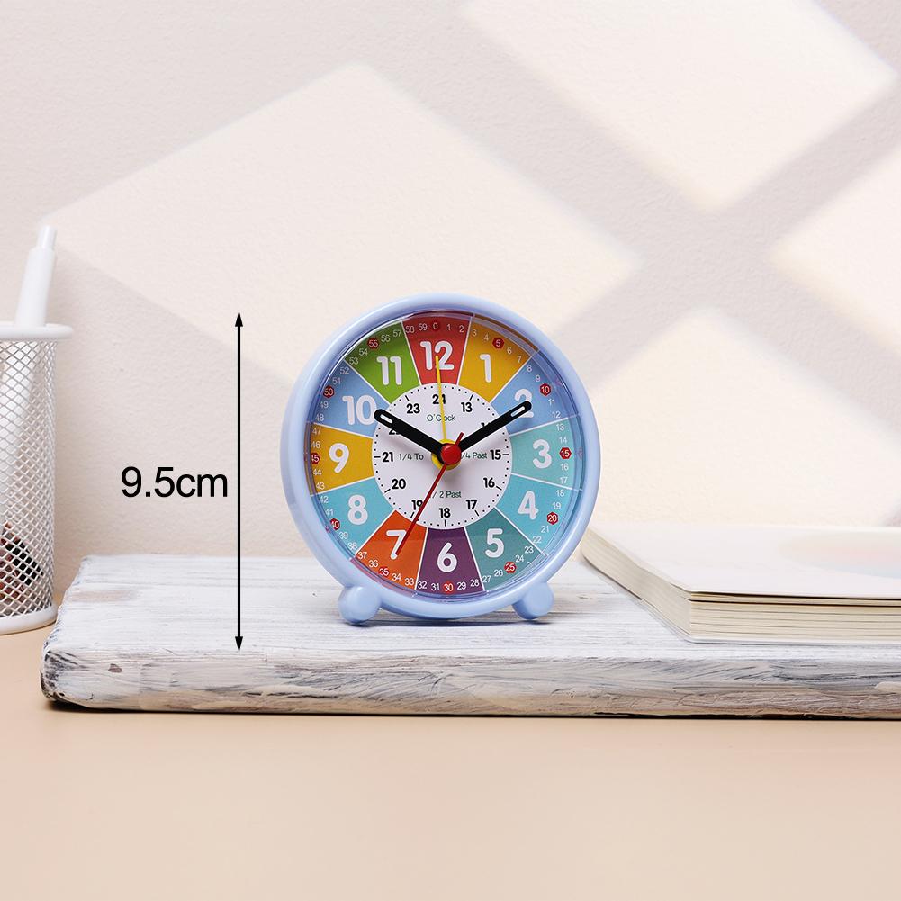 1Pcs Small Silent Bedside Clock Student Simple Alarm Clock For Early Childhood Education Desktop Colorful Learning Clock