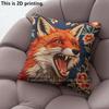 Vintage Embroidery Style Fox Throw Pillow Covers Pattern Cushion Cover Suitable for Sofa Bedroom Car Pillow Cover