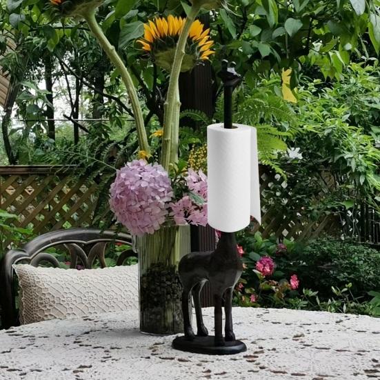 Animal Paper Towel Holder Vintage Style Cast Iron Toilet Paper Holder Giraffe Dinosaur Toilet Paper Stand for Kitchen And Bathroom Paper Roll