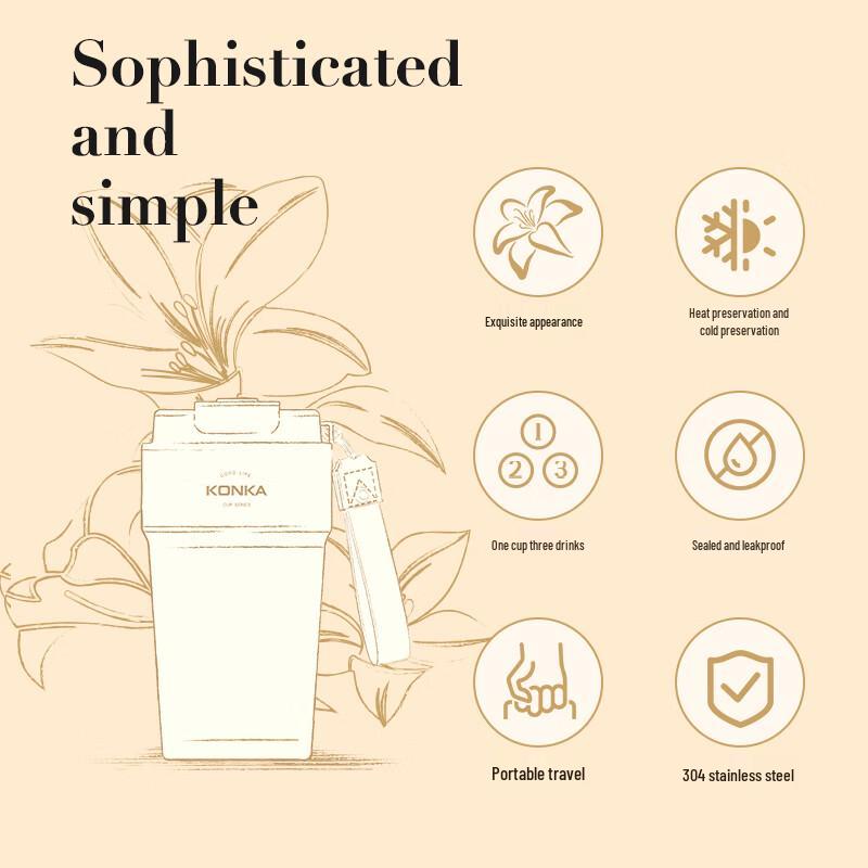 KONKA 304 Stainless Steel Insulated Travel Coffee Mug