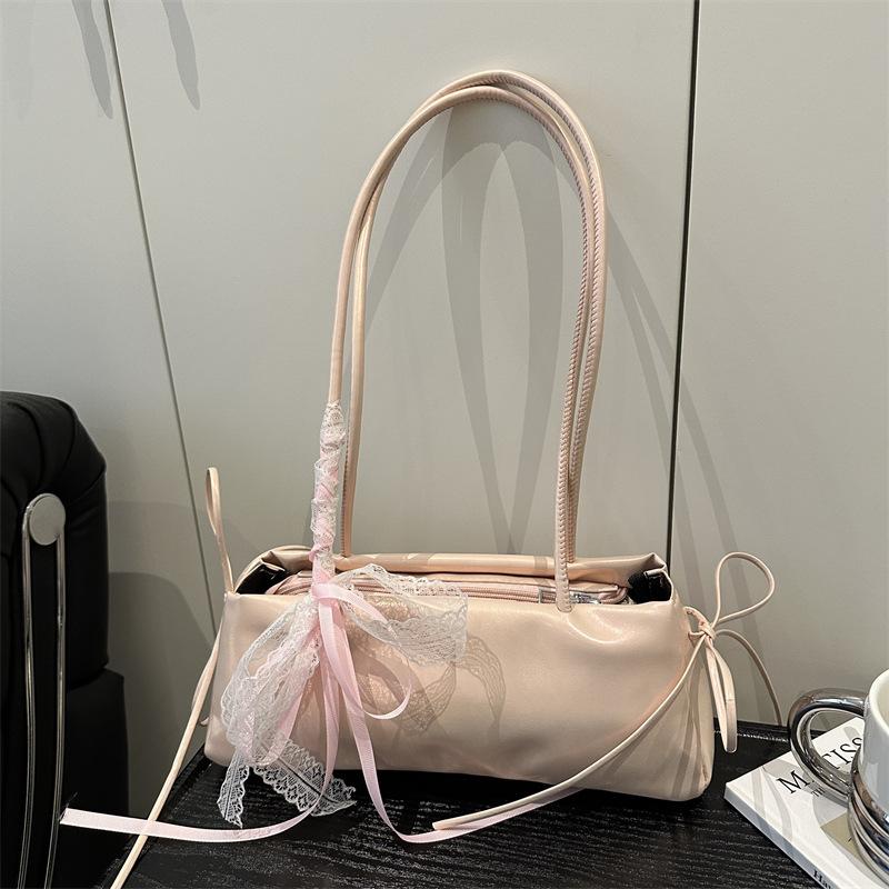Korean version of simple ins baguette bag women's 2025 new trendy versatile commuter shoulder bag casual bow armpit bag
