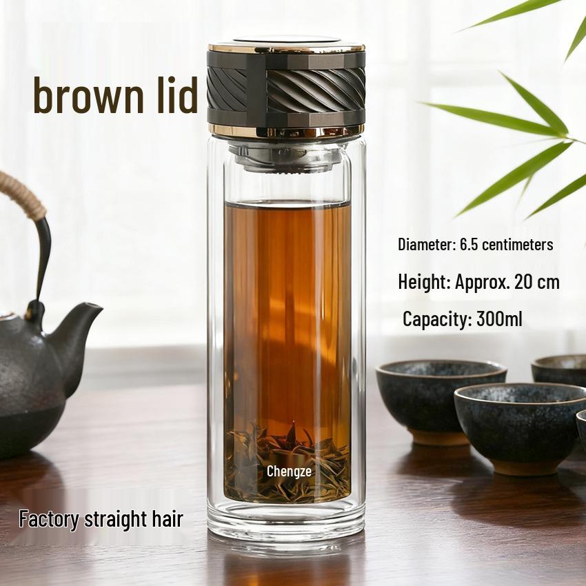High-Temperature Resistant Double-Layer Printed Borosilicate Glass Tea Cup