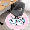 1pc white cat, glasses Round Chair mat Area Rug - Non-Slip, Floor Mat for Office, Bedroom, home decor Christmas Gift p0811308