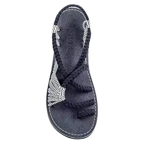 2026 Strappy Gevlochten Sandalen Comfortabele Touw Boheemse Sandalen Open Teen Zomerschoenen voor Dames voor Strand Zwembad Reizen Kamperen