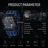 TSAR BOMBA Water Resistant To 5 Luxurious Tonneau Stainless Watch In Black and Blue Men's Wristwatch, ATM, Shape, Steel, Business, Sports, Luxury,