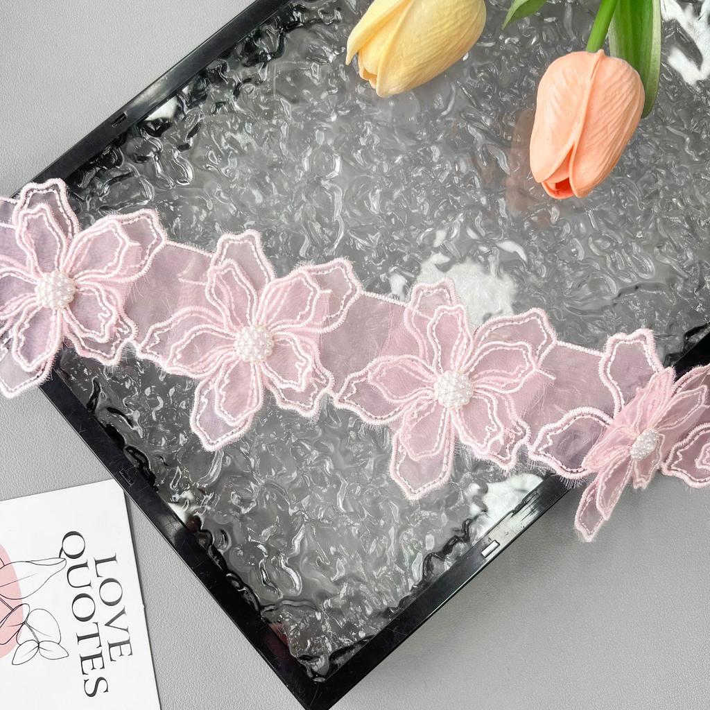 Handmade Beaded Multi-Color Organza Three-Dimensional Flower Barcode Clothing Lolita Skirt Decorative Water-Soluble Lace