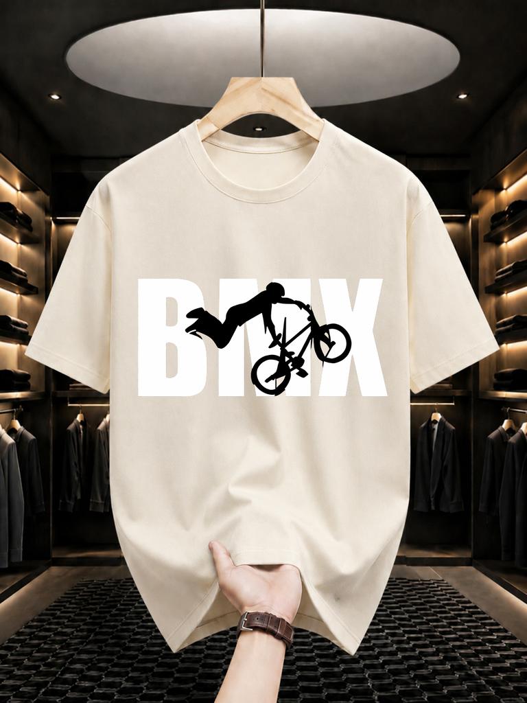 2026 New Pure Cotton Tshirt Bmx Bmx Rider Stunt Print Crew Neck Short Sleeve Casual Top