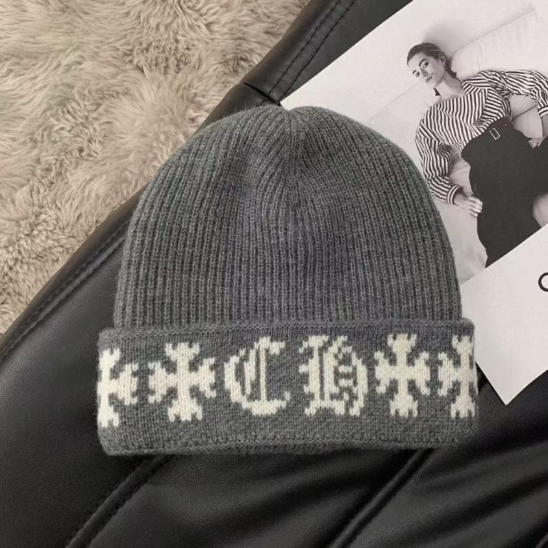 Toamnă și Iarnă Îngroșat pentru Păstrarea Căldurii Pălărie Tricotată Jacquard Femei Literă Păstrarea Căldurii Circumferință Mare a Capului Pălărie Mao Baotou cu Linie