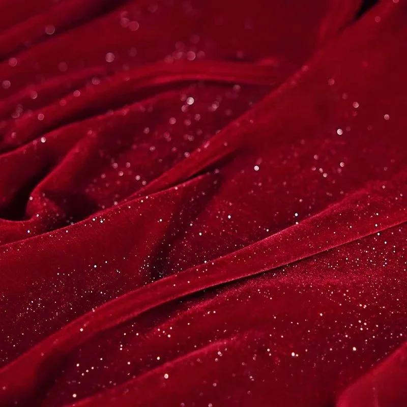 

100x140 см блестящий бархат звездная ткань для пошива платьев мягкая и гладкая сотканная неэластичная по полметра