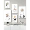 Nordic Coffee Shop Canvas Painting  Minimalist Line Art of Coffee Mugs  Flowers  Kitchen Wall Decor Posters  Prints  Modern Home