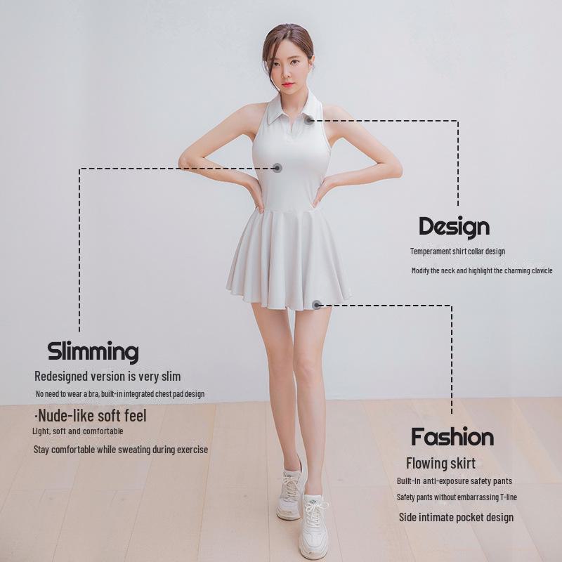 Women's 2025 Autumn High-End Sports Polo Dress: Badminton, Tennis, Golf Casual Skirt