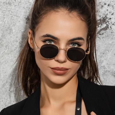 Gafas de Sol Retro Personalizadas para Hombre y Mujer Tendencia Montura Pequeña Redondas Gafas de Metal S21243