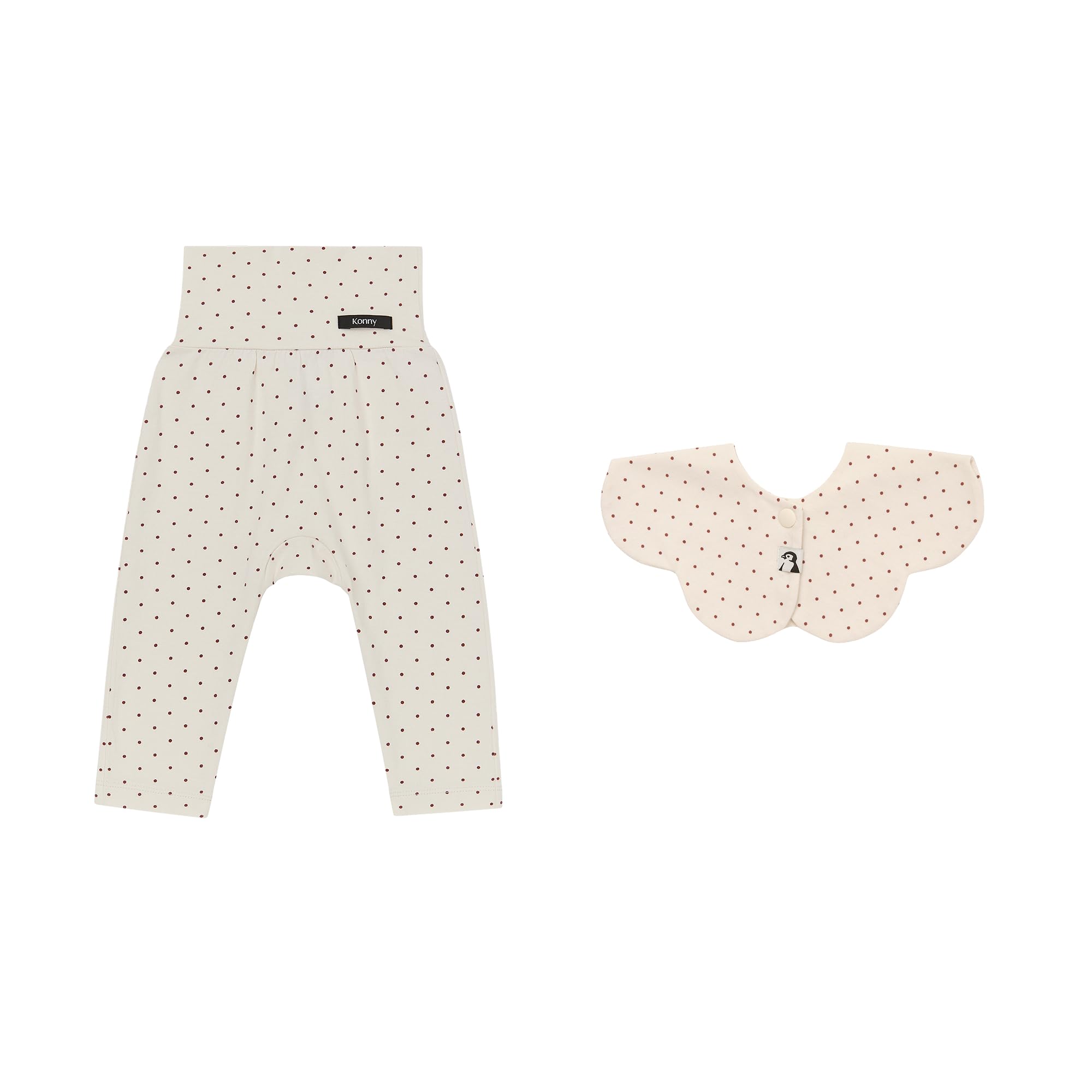 

Soft Modal High Waist Leggings 1P Bib 1P Wind Dot Set 12M [Konny] +