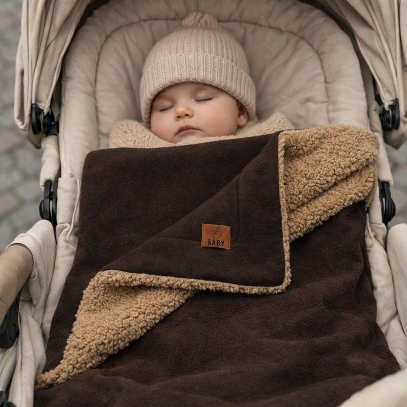 Warm Baby Blanket from Lamb for Stroller, Gondola Thick Winter Dark Brown