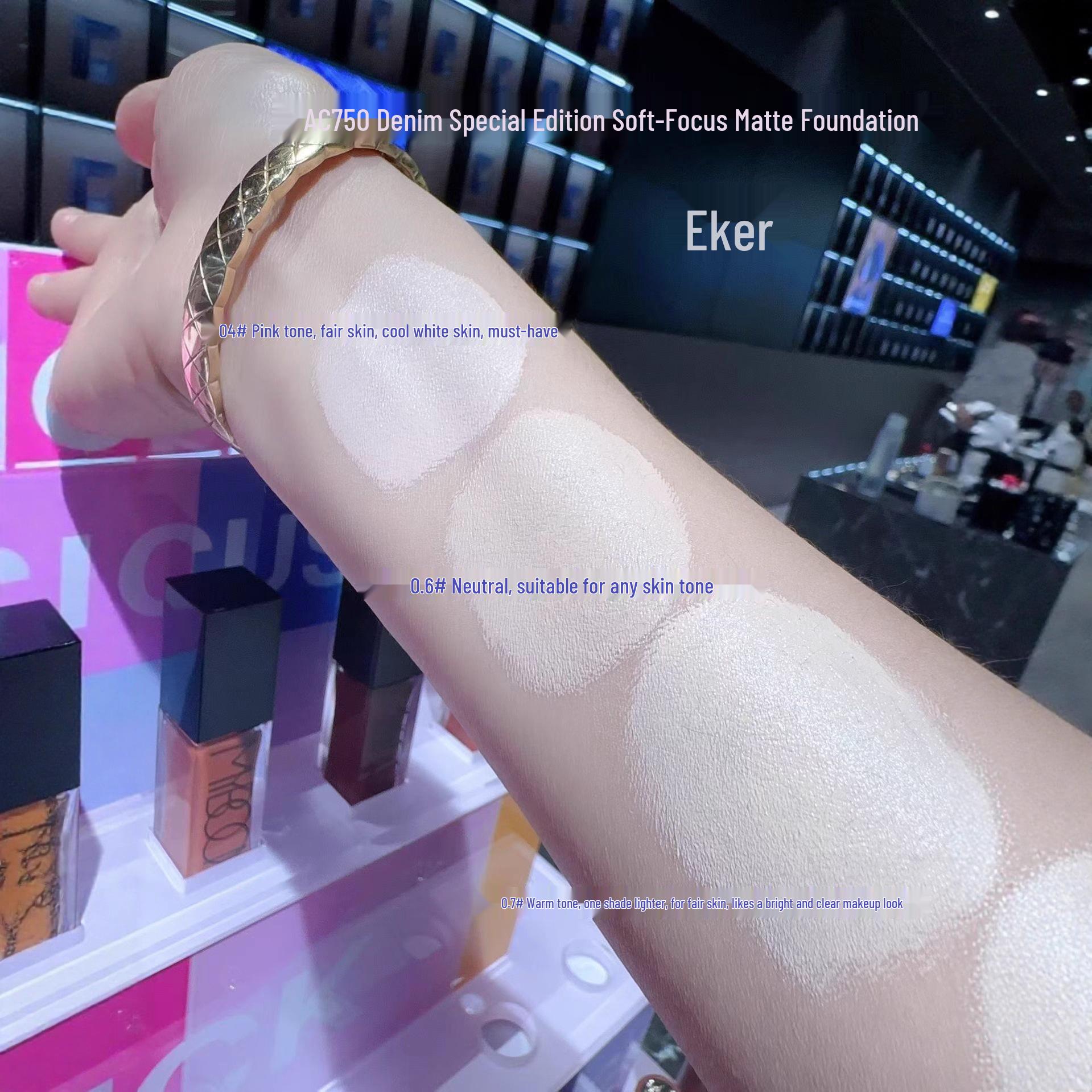 

Aike Denim Series Soft-focus Matte Foundation: Long-lasting, Lightweight, Natural Coverage Cream. 0.4# Pink Tone Light