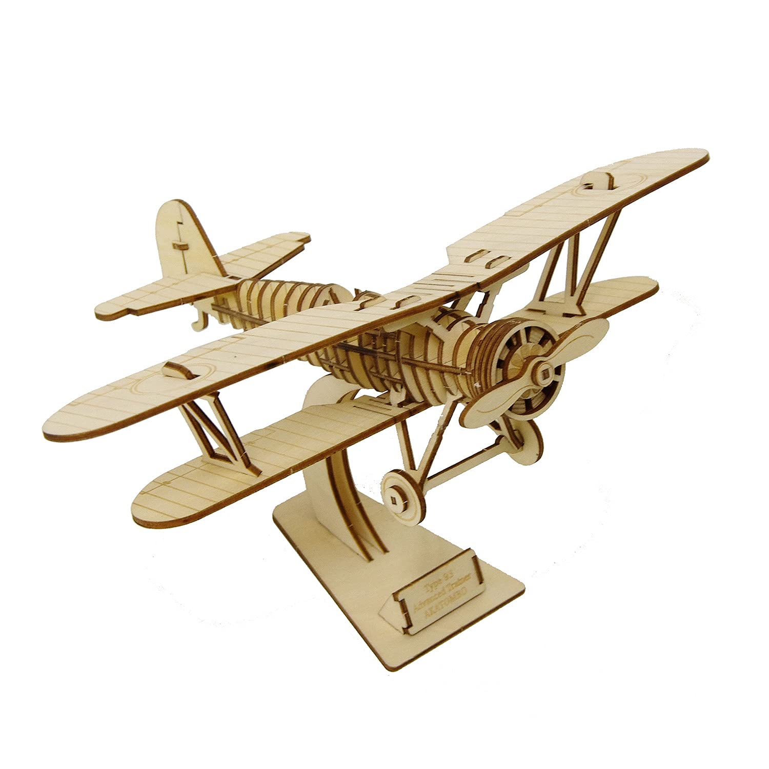 

Biplane 3D Wooden Puzzle DIY Craft Kit for Kids and Adults Educational Toy for Boys and Girls Makes a Great Gift for Adults as Interior Decor ki-gu-mi