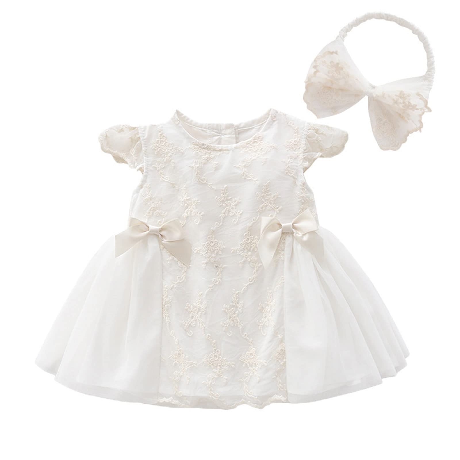 Ceremonial Dress for Newborn for Shrine Discharge from and Kids with Headband [CORELAVISH] Girls, Visit, Hospital, Introduction, Summer, (80cm)