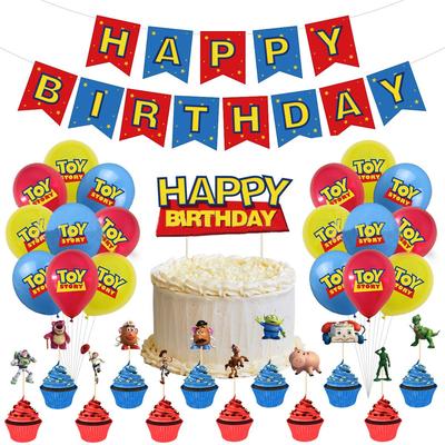 Toy Story Birthday Decorations Party Set, Woody, Buzz Lightyear, 5, Disney, Kids, Cute, Boys, Girls, Character, Movie, Animation, Dolls, Red, Yellow,