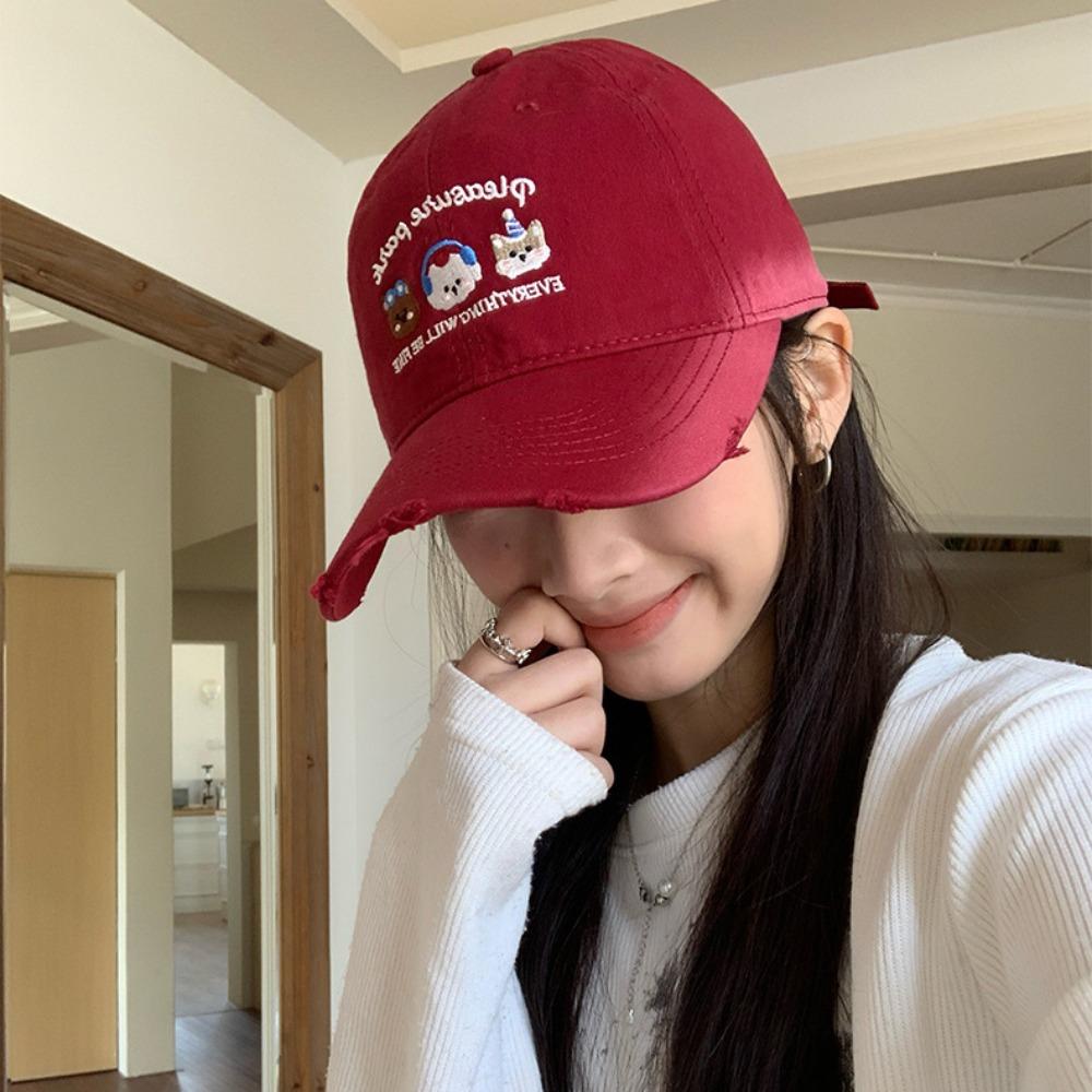 Cotton Embroidered Letter Hat Sunscreen Puppy Cap Versatile Baseball Cap  Street