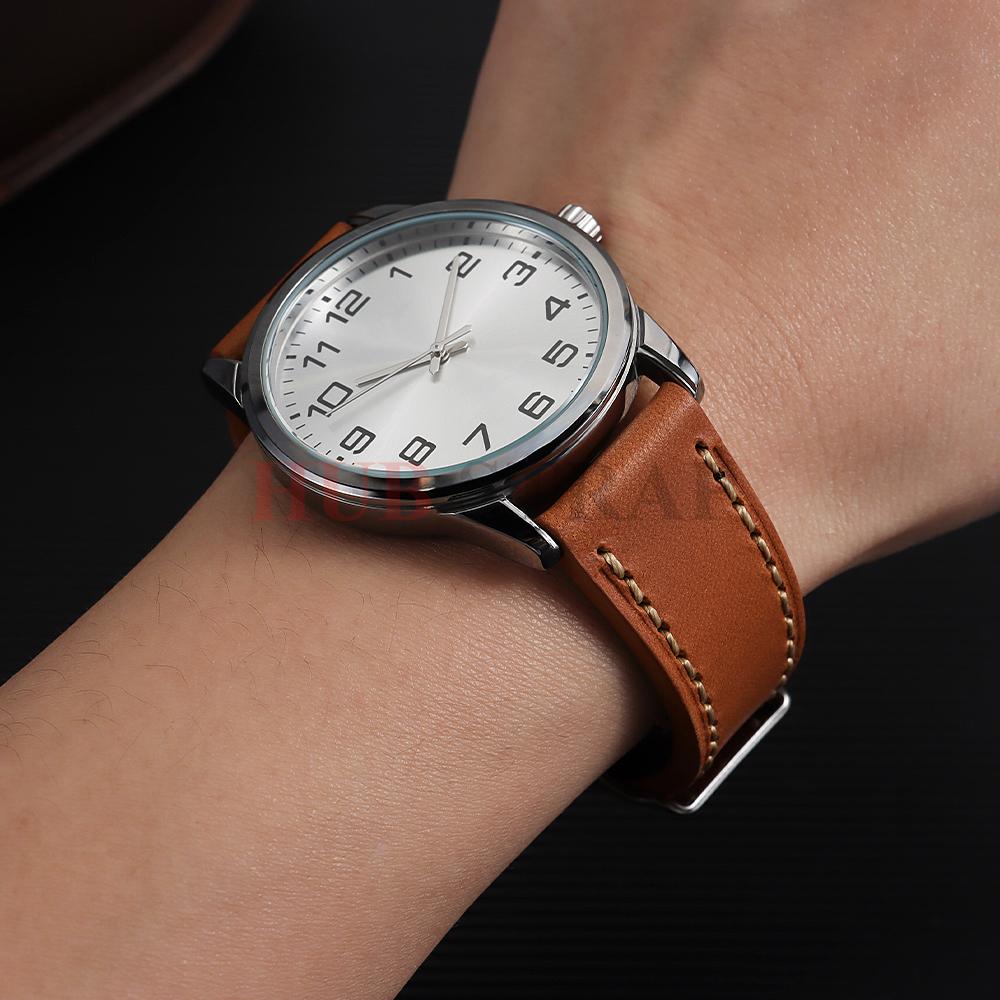 Handmade Oil Wax Genuine Leather Strap 20mm22mm Retro Vintage Top Layer Cowhide Business Bracelet Watche Watchband for Men Women