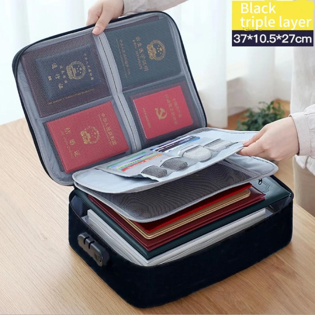 Document Storage Bag Card Bag Household Large Capacity Archive Bag Passport Document Oxford Cloth Travel Storage Bag Handbag