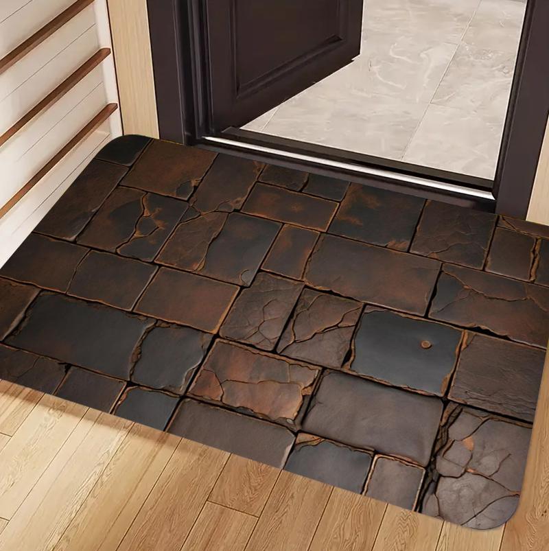 

Charming Rustic Vintage 2D Stone Wood Print Doormat Ultra Absorbent Non Slip Entryway Floor Mat for Front Door Home Decor 40x60cm