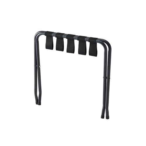 [BLKP] Pearl Metal Folding Luggage Rack with 5 Straps, Carry-on Case, Suitcase Storage, Hotel Use, Matte Black, N-7149