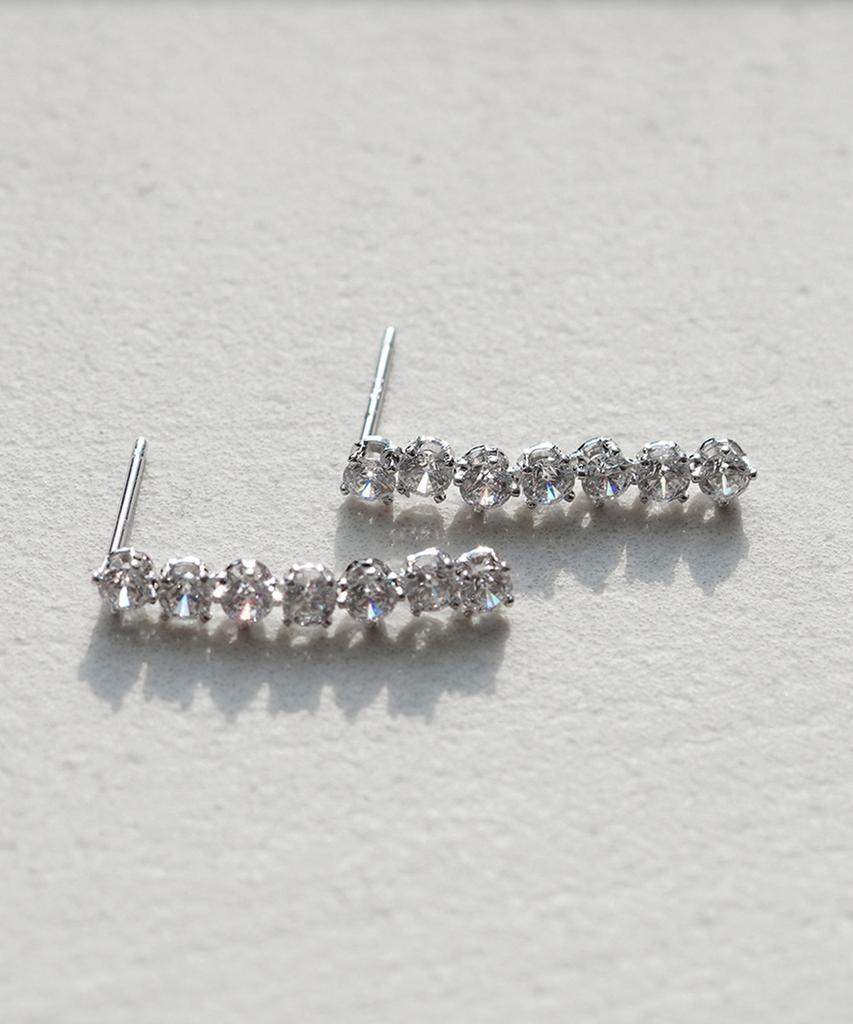 Alleun Silver 925 Cubic Drop Tennis Earrings