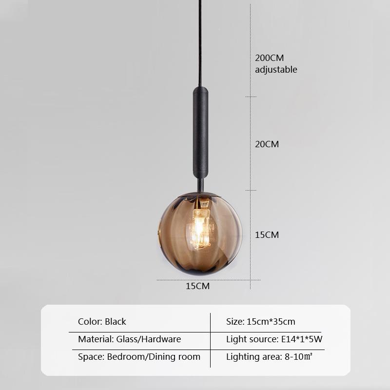 Nordic LED Glass Pendant Light Jewel Blue Ball Hanging Light Wine Red Living Room Decor Fxiture Bedroom Amber Indoor Lamp Lustre
