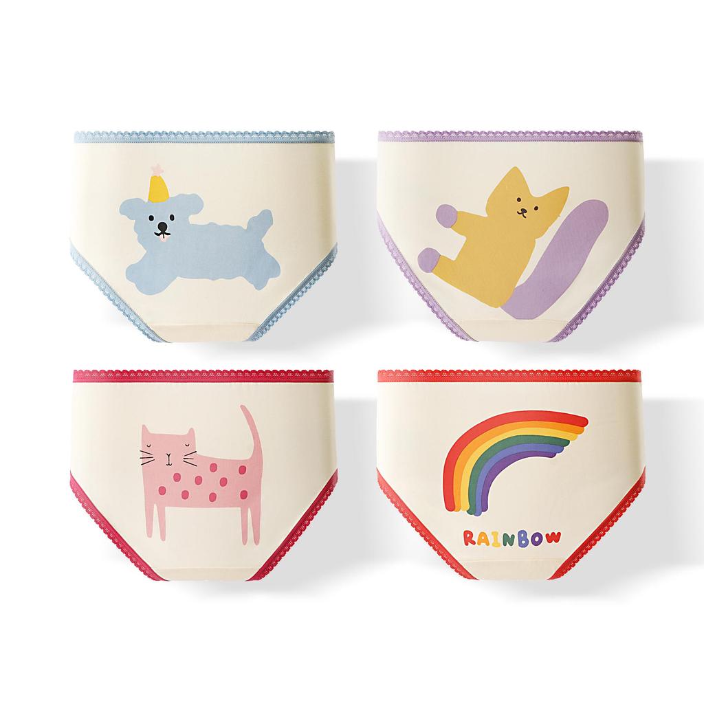 Baby Girls' Cute Cartoon Print Cotton Underpants - Breathable Bow Design for Infants and Toddlers