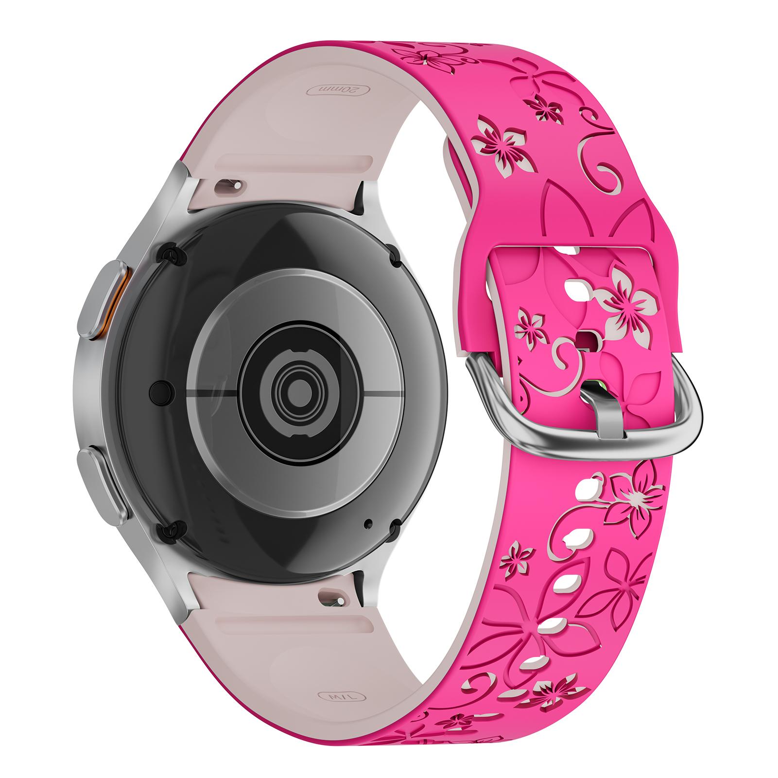 

Силиконовый ремешок для Samsung Galaxy Watch 7 6 5 4 FE 44 мм 40 мм/5 Pro Sport Correa с гравировкой Galaxy Watch6 Classic 43 мм 47 мм ремешок Galaxy Watch 7 40mm розовый