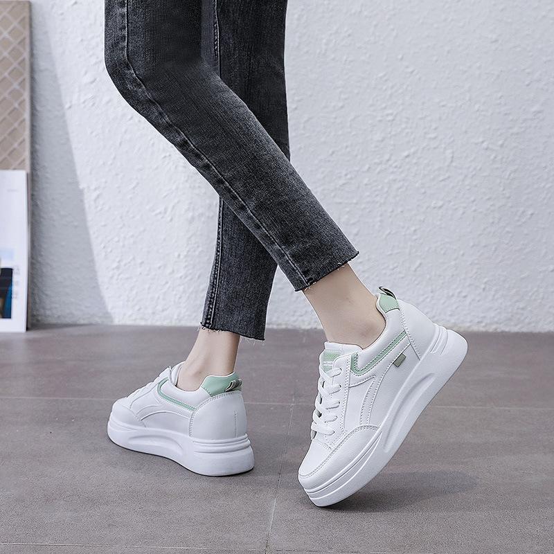 1720 Women's Thick-Soled White Sneakers: Breathable, Height-Enhancing, Versatile Shoes for Spring, Summer, and Autumn 2021
