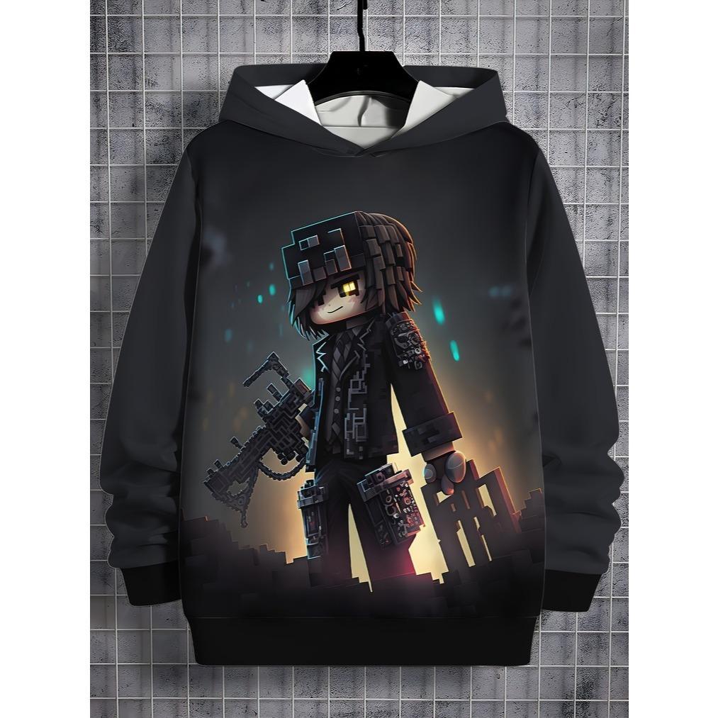 Cool 3D Printed Long Sleeved Hooded Sweatshirt, Spring and Autumn Boys' Sports and Leisure Pullover