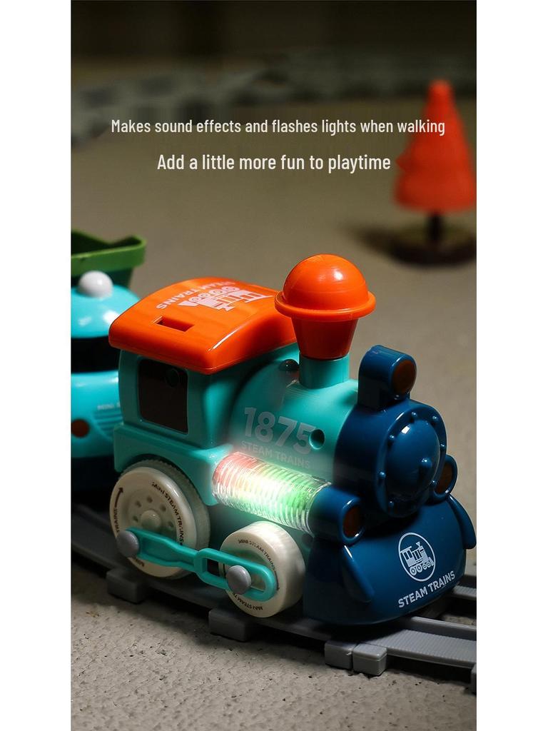 DIY Cross-Border Electric Train: Children's Cartoon Engineering Toy with Music & Lights