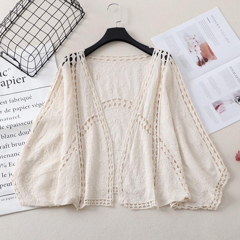 Youth Summer Beach Cotton Linen Embroidery Eyelet Hollow Out Open Stitch Cover-ups Ibiza Hippie Gypsy Boho Bohemian Top Swimwear