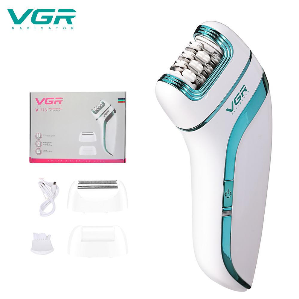 

New VGR 713 Hair Trimmer Multi-functional 3-in-1 Shaver Plucking Scrub Pedicure Home USB Charging Full Body Wash Waterproof and Long-lasting Epilator