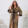 Pajamas for Women Spring Autumn Korean Cardigan Long Sleeved Sexy Leopard Print Home Clothing Set Milk Silk Pajamas for Women