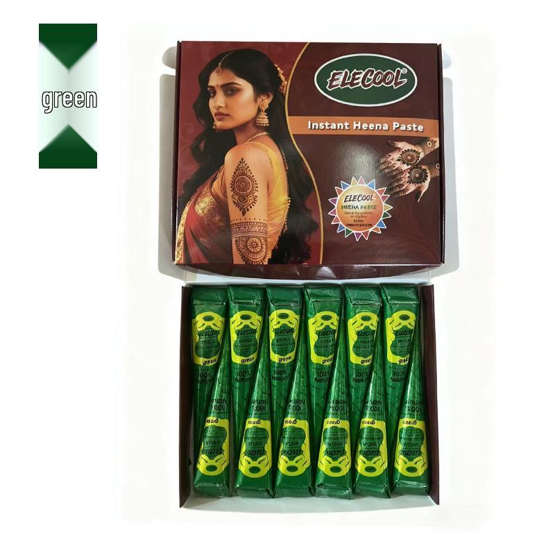 Plant-Based Henna Tattoo Paste: Hand-Painted Semi-Concealing Cream with Various Shades Available