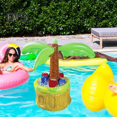 Aufblasbarer Eiskübel mit Palmen- und Kaktus-Motiv, Kühlerhalter, Strandparty-Eiskübel, wiederverwendbarer Getränkekühler für Picknicks im Freien und Camping