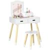 Kids Dressing Table Makeup Table with Stool Mirror and 2 Drawers 3 To 6 Years 60 X 40 X 95 Cm White and Wood