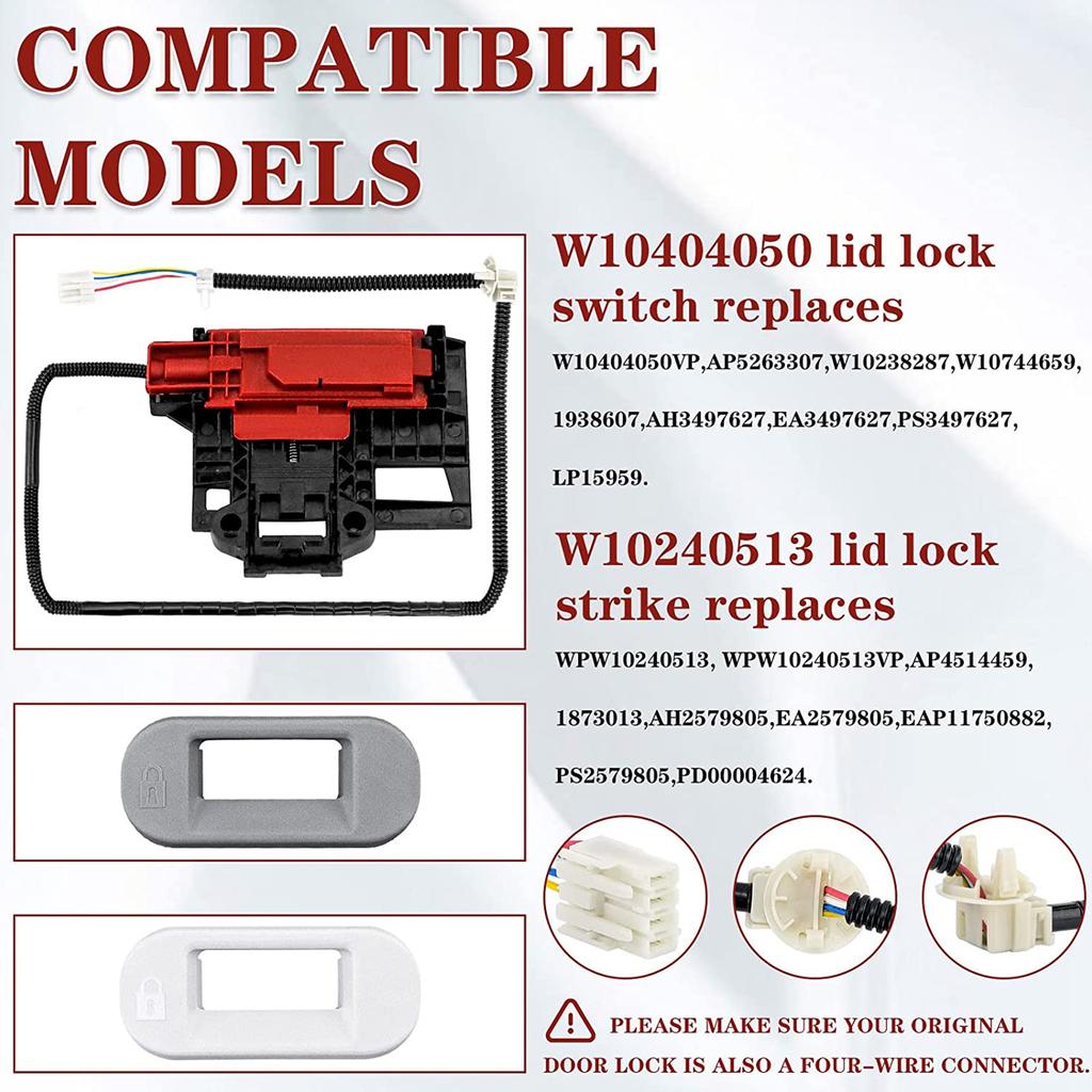 W10240513 W10238287 W10404050 Washer Door Lid Lock Strike Switch Assembly Appliance Washer Parts Replacement Accessories
